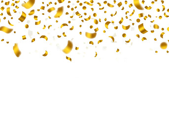 Gold Confetti Falling on Transparent Background Illustration
