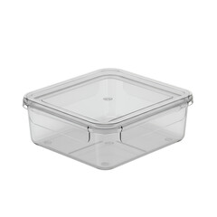 Empty Transparent Square Plastic Container Isolated