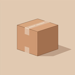 Isometric vector illustration of a sealed brown cardboard box. Package for shipping, e-commerce, and delivery services.