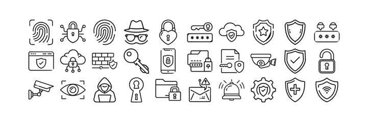 Security & Privacy Line Art Icons, Vector Icon Set