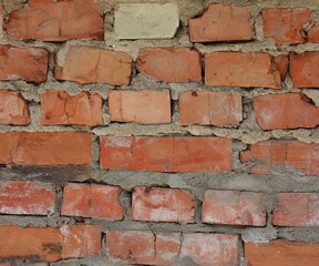 Texture of old brick wall as background, closeup