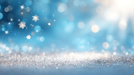 Festive winter background with snowflakes and glitter