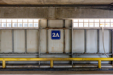 Concrete Wall Parking Garage Level Sign