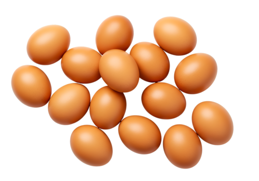 Group Of Fresh Brown Eggs Isolated On Black Background