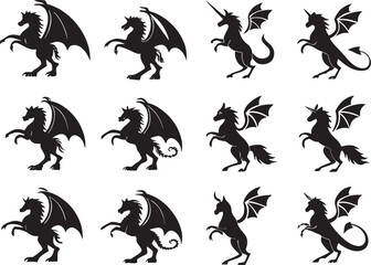 Obraz premium Fantasy Creatures Icon Bundle Silhouette Clipart Set for Cricut & Sublimation
