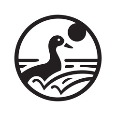 minimalist duck logo with white background