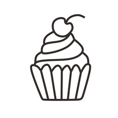 Cupcake with Cherry Topping Sweet Treat Dessert Illustration