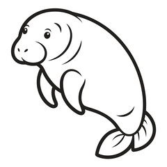 Manatee on white background