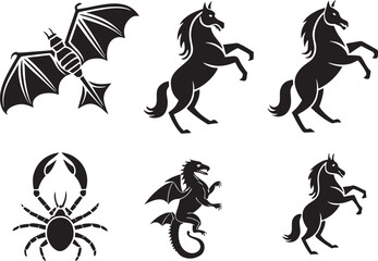 Fantasy Creatures Icon Bundle  Silhouette Clipart Set for Cricut & Sublimation