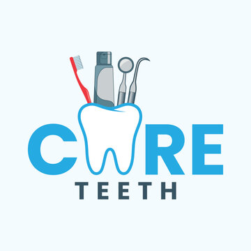 A modern and creative dental care logo design featuring the word "CARE TEETH" for memorable and trustworthy brand identity. Ideal for dental clinics, oral health services, tooth whitening brands.