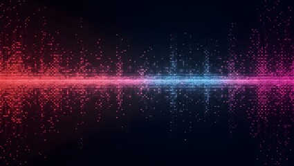 Abstract Digital Waveform: Pink, Blue, Glitch Effect, Dark Background, Technology Concept