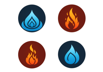 Illustration: Set of Four Fire and Water Icons