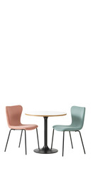 Illustration: Two Chairs and Round Table on Transparent Background