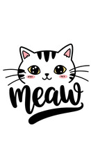 Obraz premium Illustration of Cute Cat with Gold Stars on Transparent Background