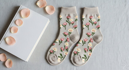 socks with floral embroidery