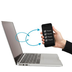 Illustration of Data Transfer Between Smartphone and Laptop