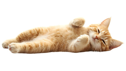 Fototapeta premium British Cat Lying and Playing on White Background