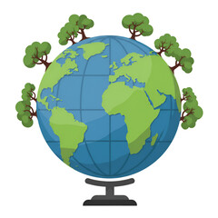 Illustration of Globe With Trees