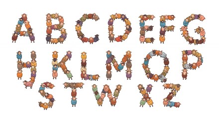 Naklejka premium Colorful alphabet design illustration