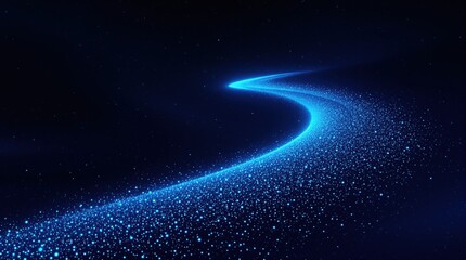 Fototapeta premium Glowing Blue Stardust Trail Across Dark Space