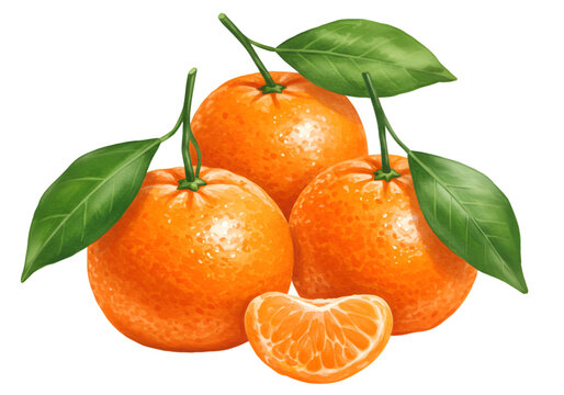 Illustration of Three Tangerines and a Segment