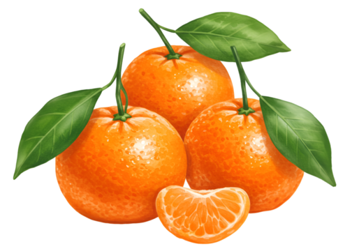 Illustration of Three Tangerines and a Segment