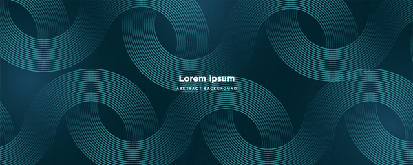 Glowing blue wavy lines on abstract technology dark blue background. Digital hi-tech vector illustration with particle striped wave lines