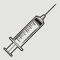 Minimalist Line Art Medical Syringe &ndash; Thin Outline Injection Needle Icon