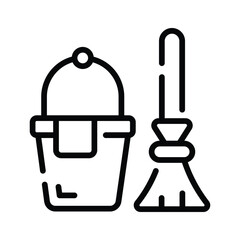 Ready to use linear icon of filled cleaning bucket