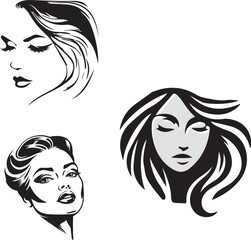 woman, hair, face, beauty, vector, illustration, fashion, glamour, people, head, hairstyle, art, silhouette, style, lady, design, drawing, long, lips, black, 