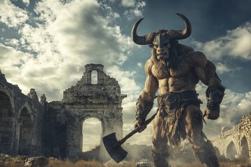 Muscular Minotaur Creature With Large