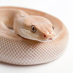 Fototapeta premium Coiled snake with distinctive scales and vibrant colors, a reptile in nature's wildlife habitat