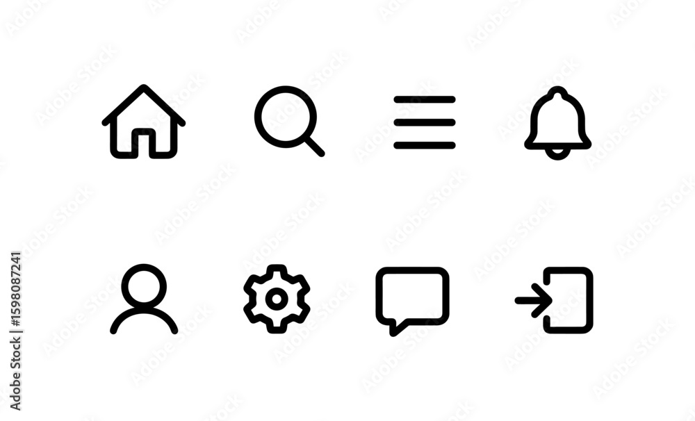 Poster minimalist user interface icons for web design and apps