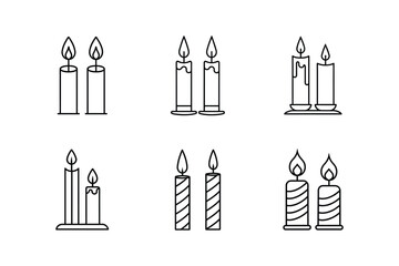 taper candles line art vector illustration