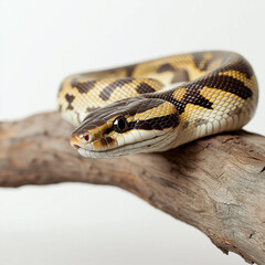 Fototapeta premium Snake python reptile serpentine animal in its natural wildlife habitat, showcasing exotic scales and patterns.