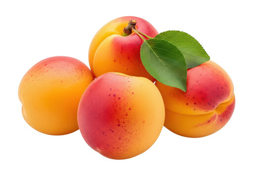 Fresh ripe apricots with green leaves on fruit food - Powered by Adobe
