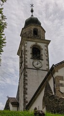 old church tower in the mountains, Sauris, Friaul-Julisch-Venetien, Italien, Europa, 12.Juli 2025