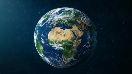 Earth View From Space Showing Continents, Oceans, and Cloud Formations