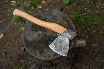 Large Russian carpenter axe - close-up