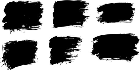 Ink brush stroke set, black grunge smear collection	