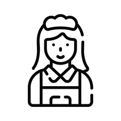Trendy outline style icon of cleaning service maid