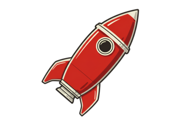 Illustration of Red Rocket in Retro Style