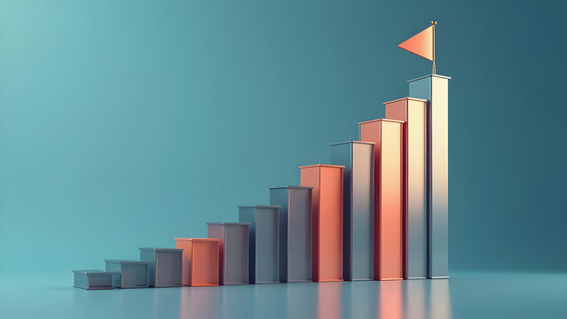 Ascending bar chart with country flags for global progress