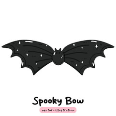 Spooky Halloween Bows Vector, Festive Holiday Ribbons illustration, Cute Spooky Bow