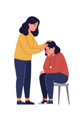 Illustration of Woman Comforting Sad Friend