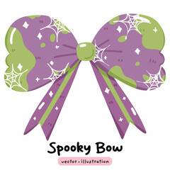 Spooky Halloween Bows Vector, Festive Holiday Ribbons illustration, Cute Spooky Bow