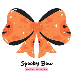Spooky Halloween Bows Vector, Festive Holiday Ribbons illustration, Cute Spooky Bow