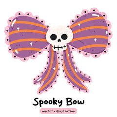 Spooky Halloween Bows Vector, Festive Holiday Ribbons illustration, Cute Spooky Bow