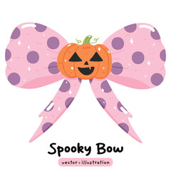 Spooky Halloween Bows Vector, Festive Holiday Ribbons illustration, Cute Spooky Bow