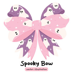 Spooky Halloween Bows Vector, Festive Holiday Ribbons illustration, Cute Spooky Bow